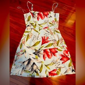 French Connection Floral Mini Dress - Red, Green, Black, White